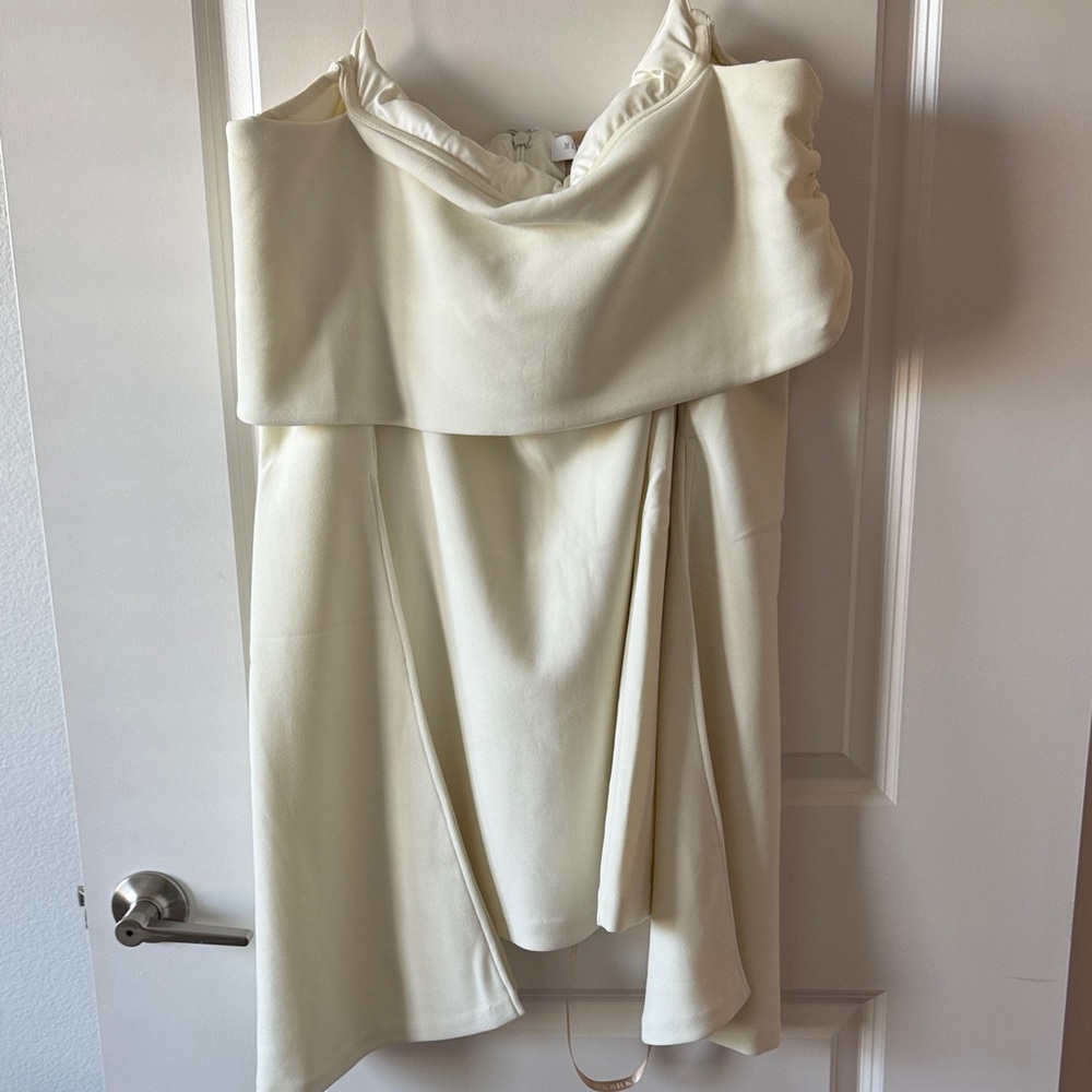 Meshki Off-White Draped Mini Dress